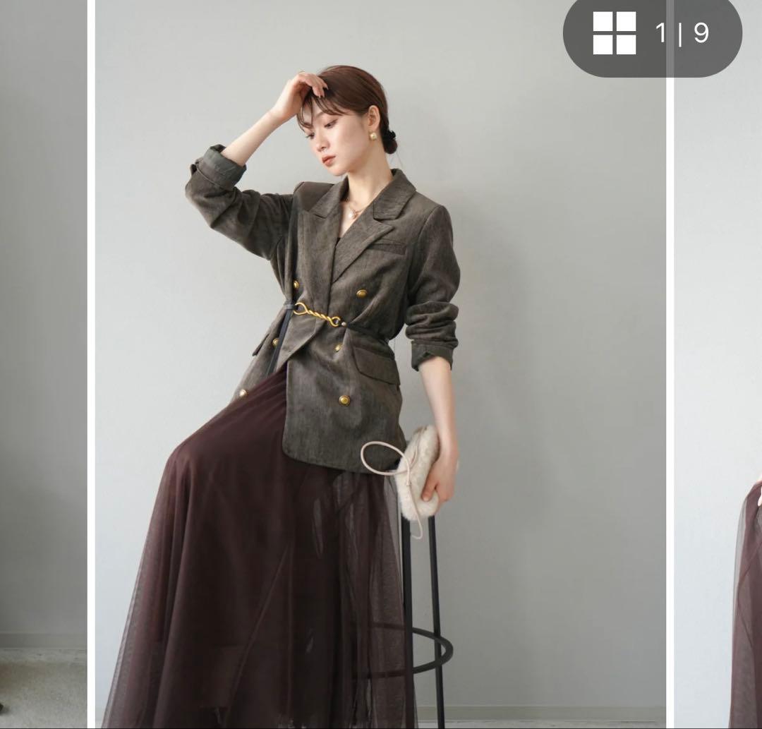 新品【Lumier】ベロアダブルジャケット＊ベルト付き/ブラウン