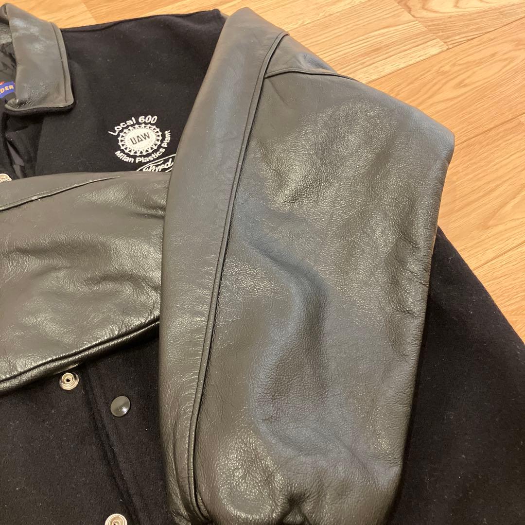 90s ヴィンテージ USA製 【Ford 】 本革レザー ウール スタジャン