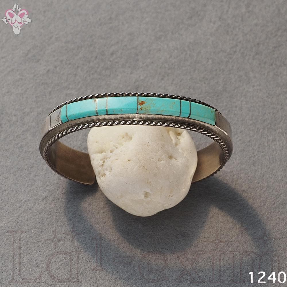 天然石 ターコイズ インディアンジュエリー シルバー バングル インレイ ナバホ