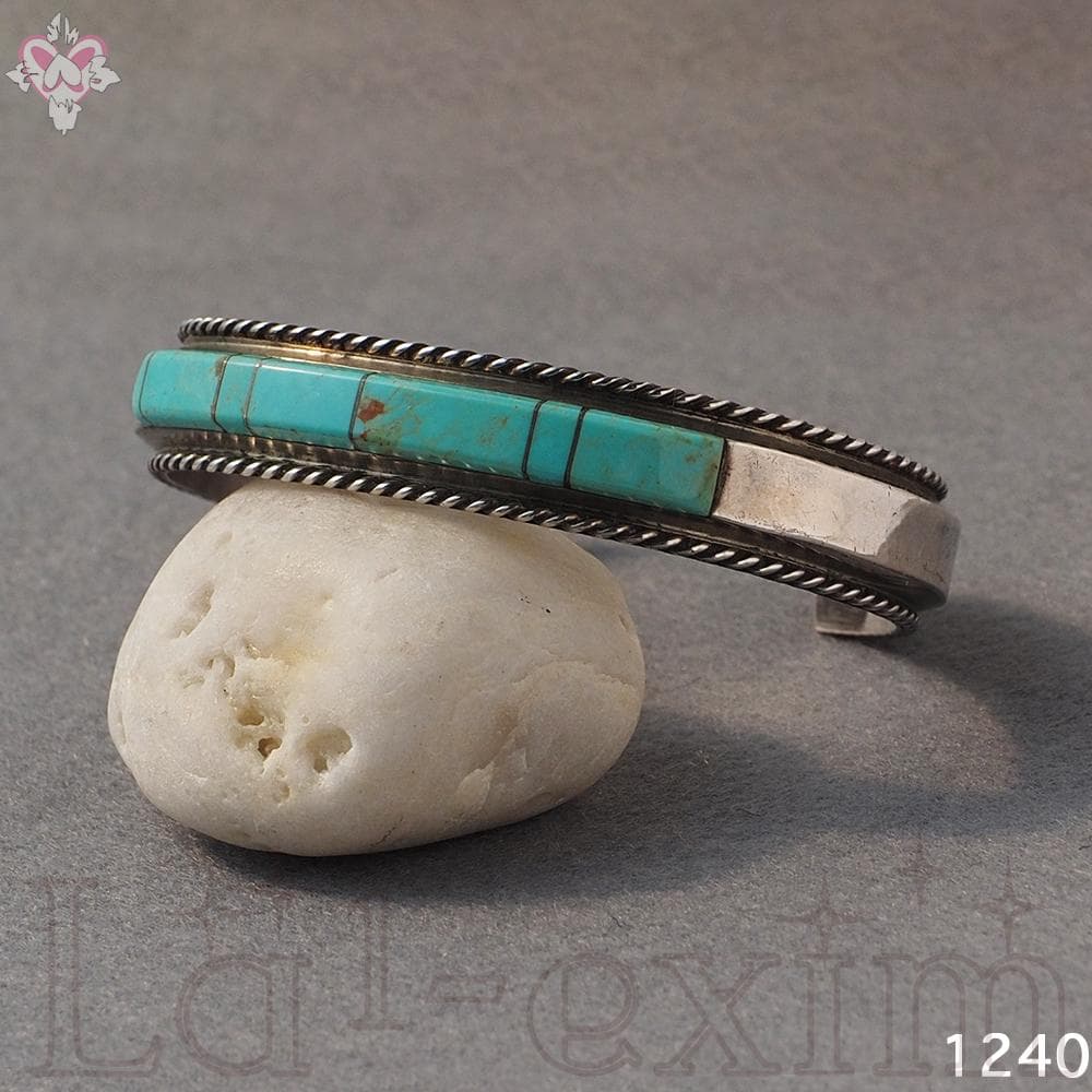 天然石 ターコイズ インディアンジュエリー シルバー バングル インレイ ナバホ