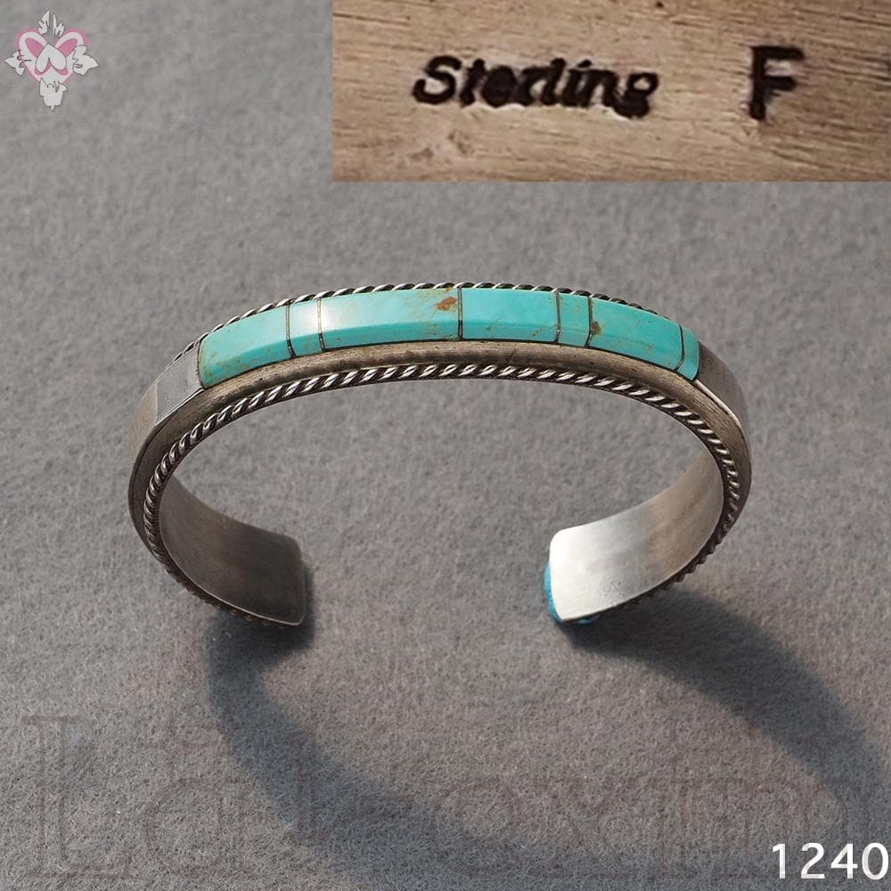天然石 ターコイズ インディアンジュエリー シルバー バングル インレイ ナバホ