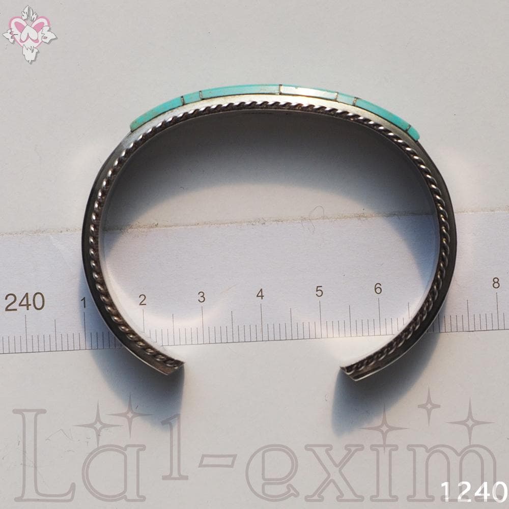 天然石 ターコイズ インディアンジュエリー シルバー バングル インレイ ナバホ