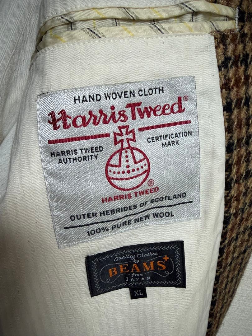 BEAMS＋ ハリスツイード テーラードジャケット XL ガンクラブチェック