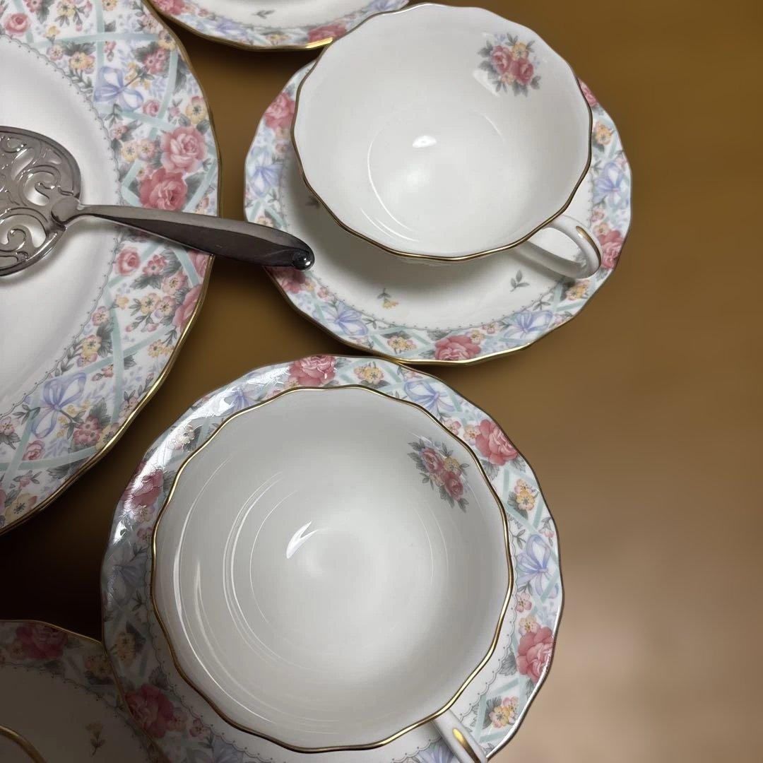 新品★ノリタケ ウエディングモール カップ&ソーサー5客&大皿1枚 廃盤品