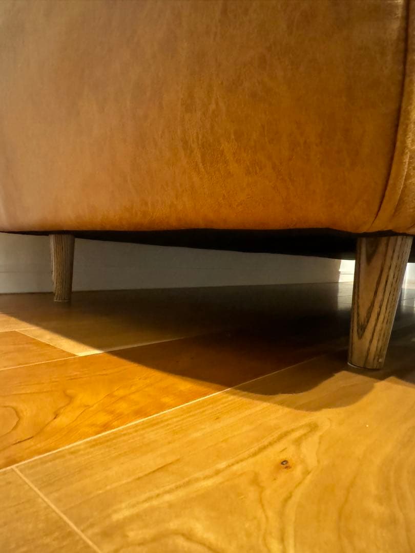 状態良好 【関家具】カローレ 3人掛けカウチソファ キャメル リラックスフォーム