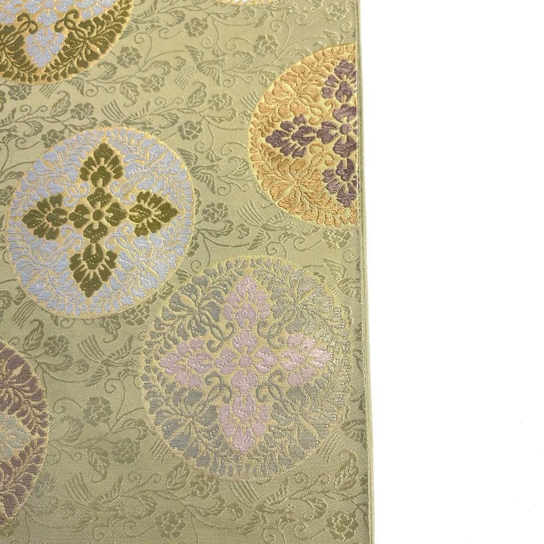 袋帯　唐草　花菱　華紋　鳳凰　グリーン　着物　104a d