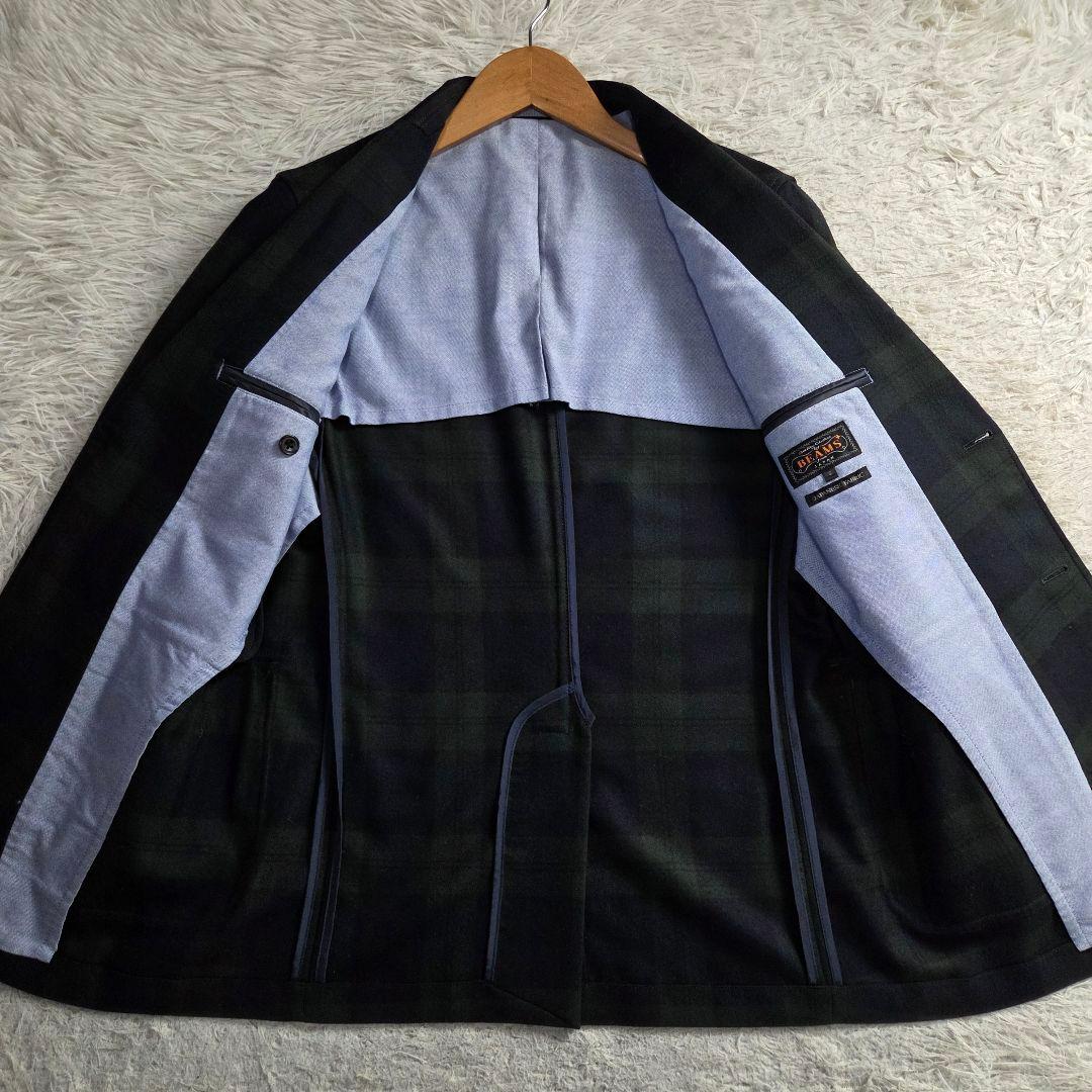 極美品 BEAMS+ ブラックウォッチ フランネル テーラードジャケット S
