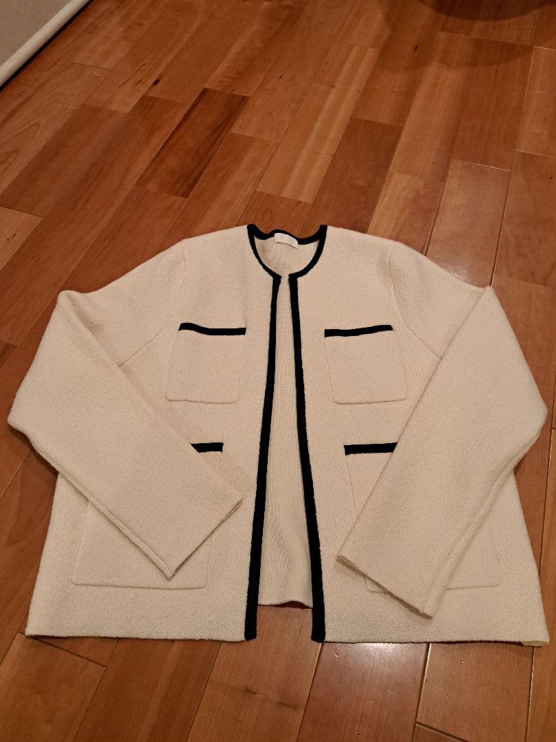 (新品未使用)ウールナイロンブークレー フロントオープンカーディガン