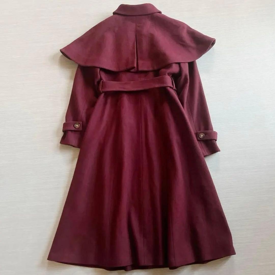 美品【Noela ノエラ】2way ケープ ウールコート ボルドー S