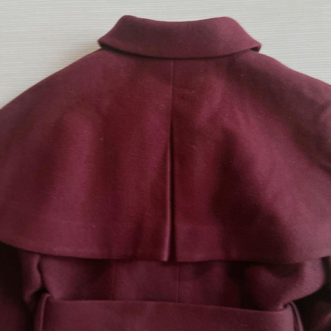 美品【Noela ノエラ】2way ケープ ウールコート ボルドー S