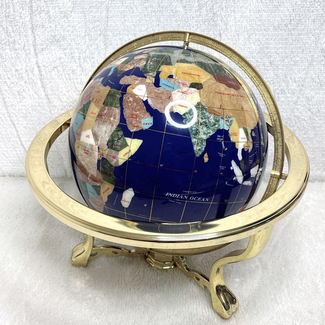 アンティーク地球儀　ゴールドスタンド　方位磁針付　猫脚　vendage