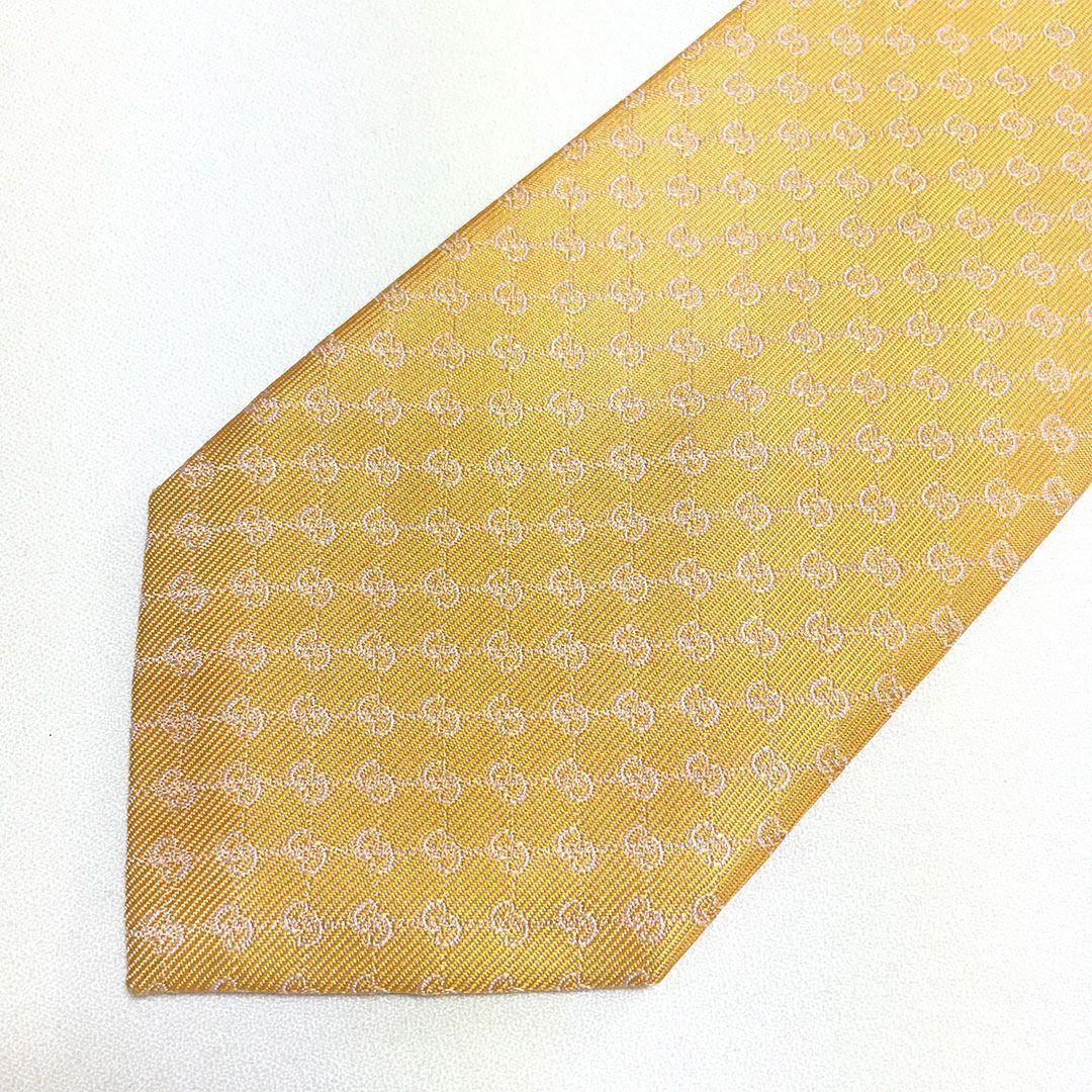 未使用級 グッチ GUCCI ネクタイ オレンジ系 GG柄 総柄 ダブルG