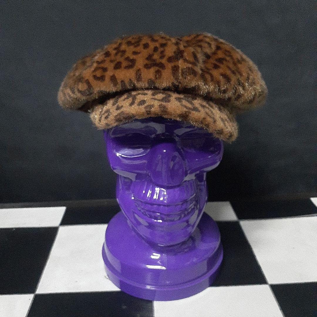 ロックンロールパンクロカビリービッグシルエット豹柄フェイクファーキャスケット