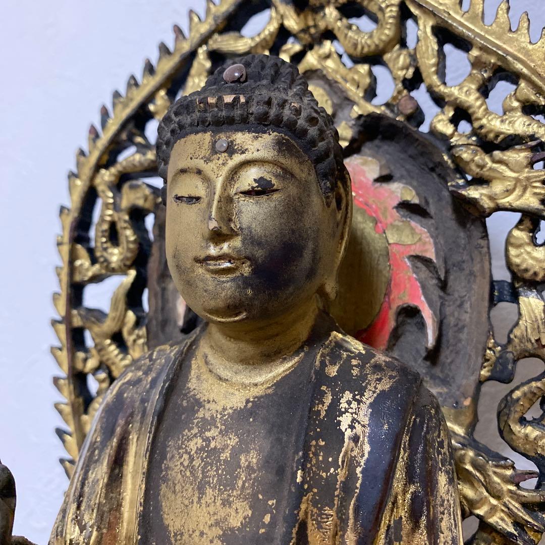 仏教美術 江戸時代 木彫 玉眼 如来像 仏像 高さ約61cm