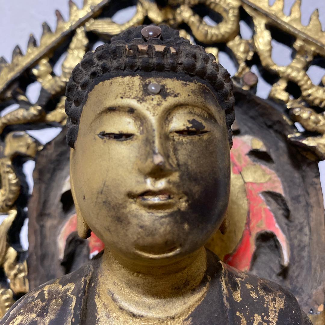 仏教美術 江戸時代 木彫 玉眼 如来像 仏像 高さ約61cm