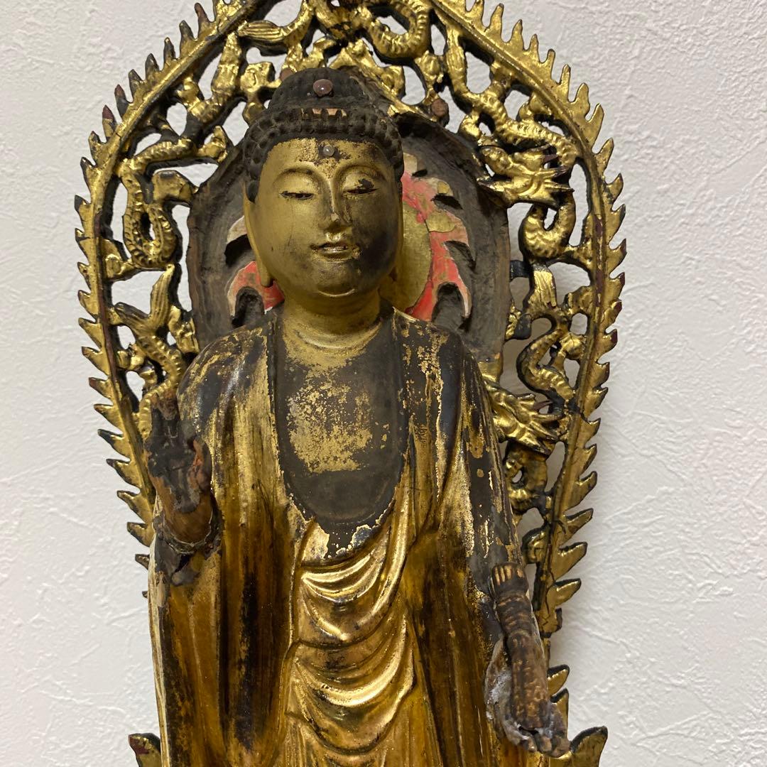 仏教美術 江戸時代 木彫 玉眼 如来像 仏像 高さ約61cm