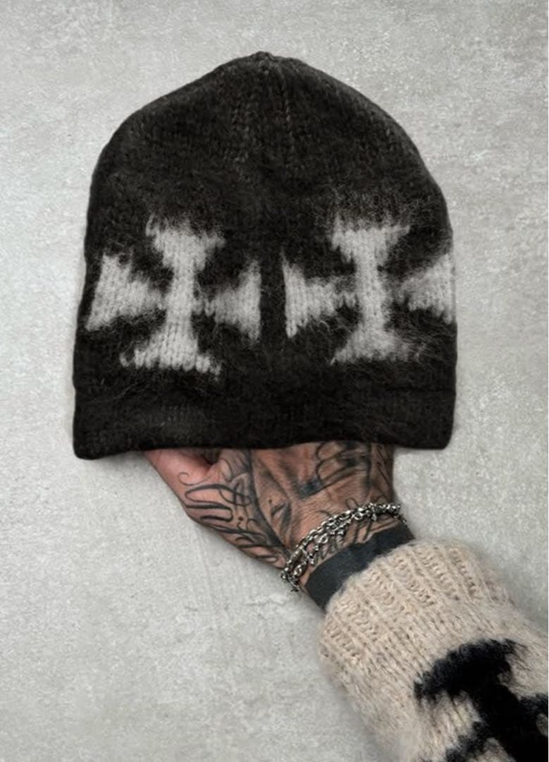 ASKYURSELF/BRUSHED CROSS BEANIE ビーニー