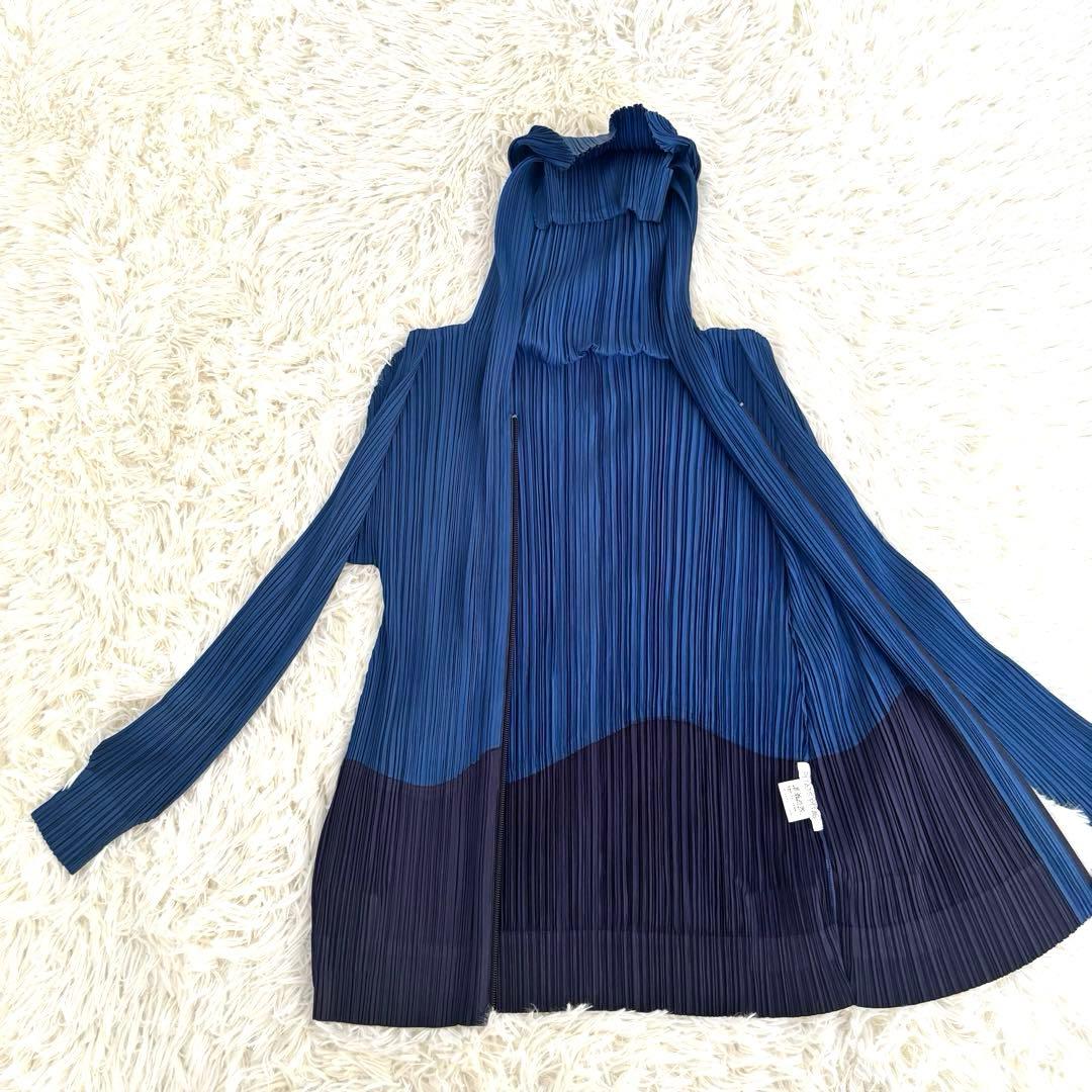 極美品 プリーツプリーズ イッセイミヤケ ジップアップパーカーフーディー長袖