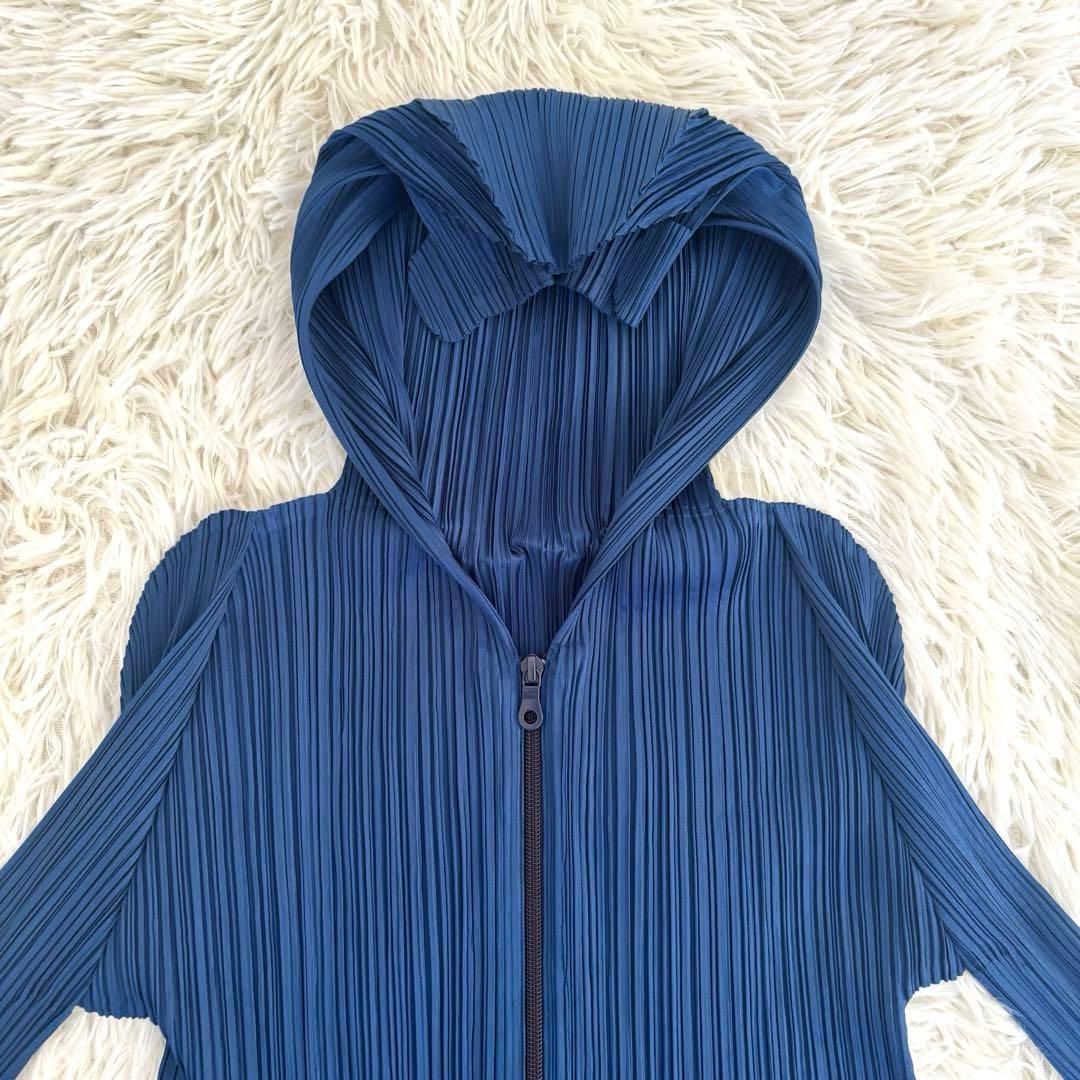 極美品 プリーツプリーズ イッセイミヤケ ジップアップパーカーフーディー長袖