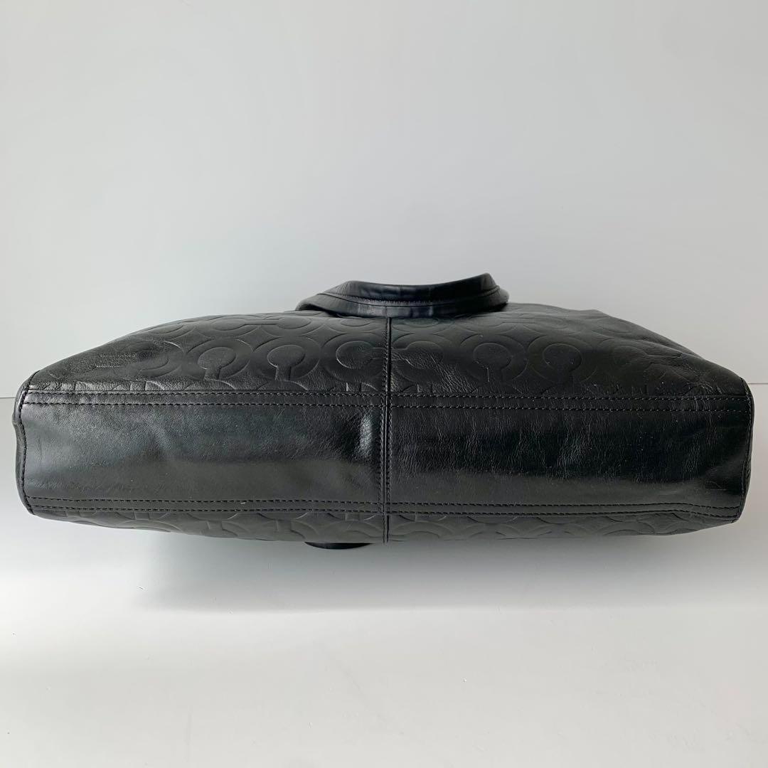 【COACH】コーチ　ビジネスバッグ　ブラック　黒　オプアート　レザー