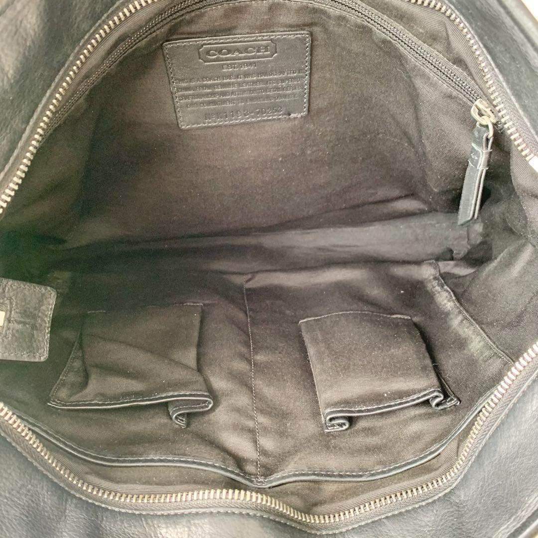 【COACH】コーチ　ビジネスバッグ　ブラック　黒　オプアート　レザー