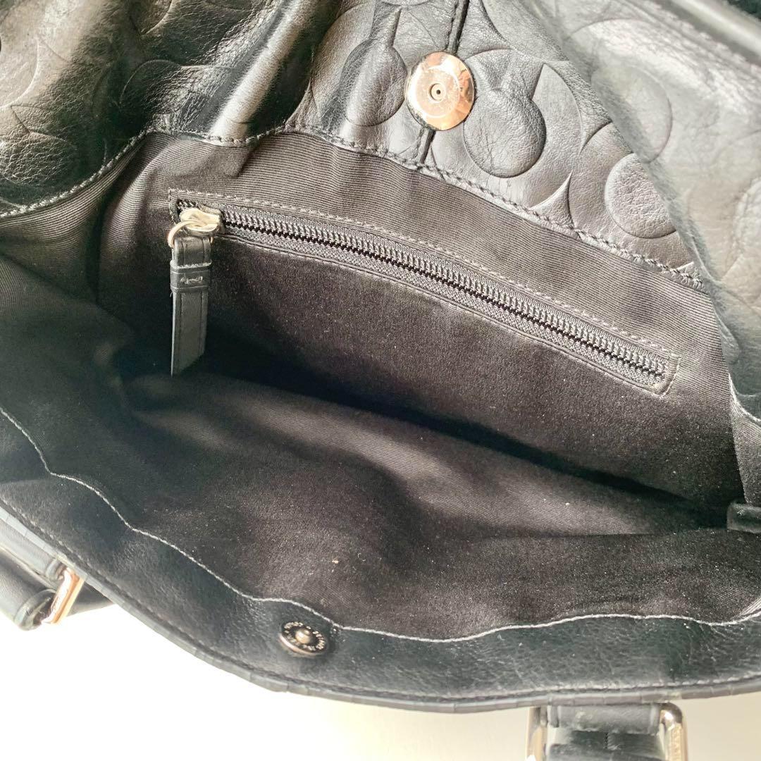 【COACH】コーチ　ビジネスバッグ　ブラック　黒　オプアート　レザー