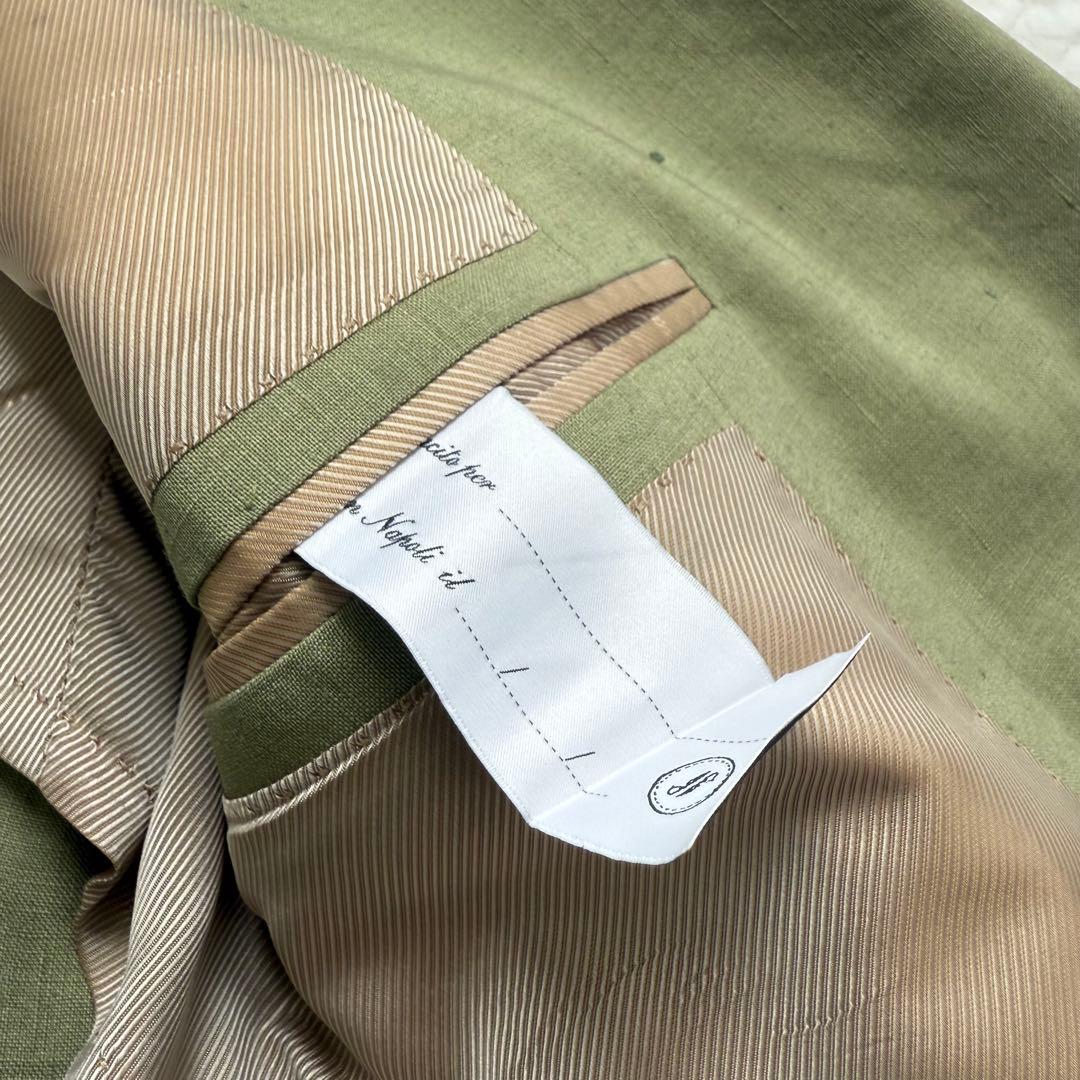 【未使用】ペトリロウールリネンオリーブスーツ　46サイズ