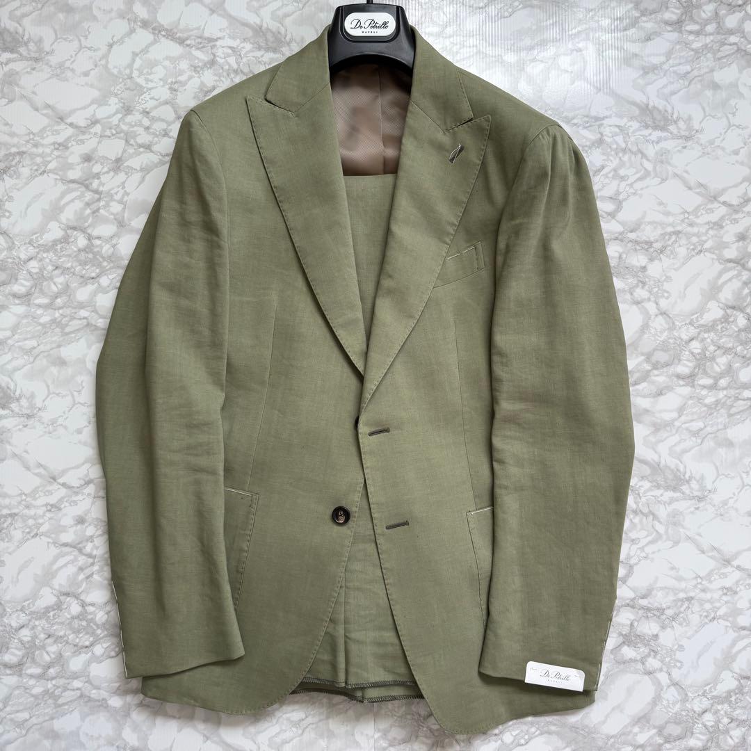 【未使用】ペトリロウールリネンオリーブスーツ　46サイズ
