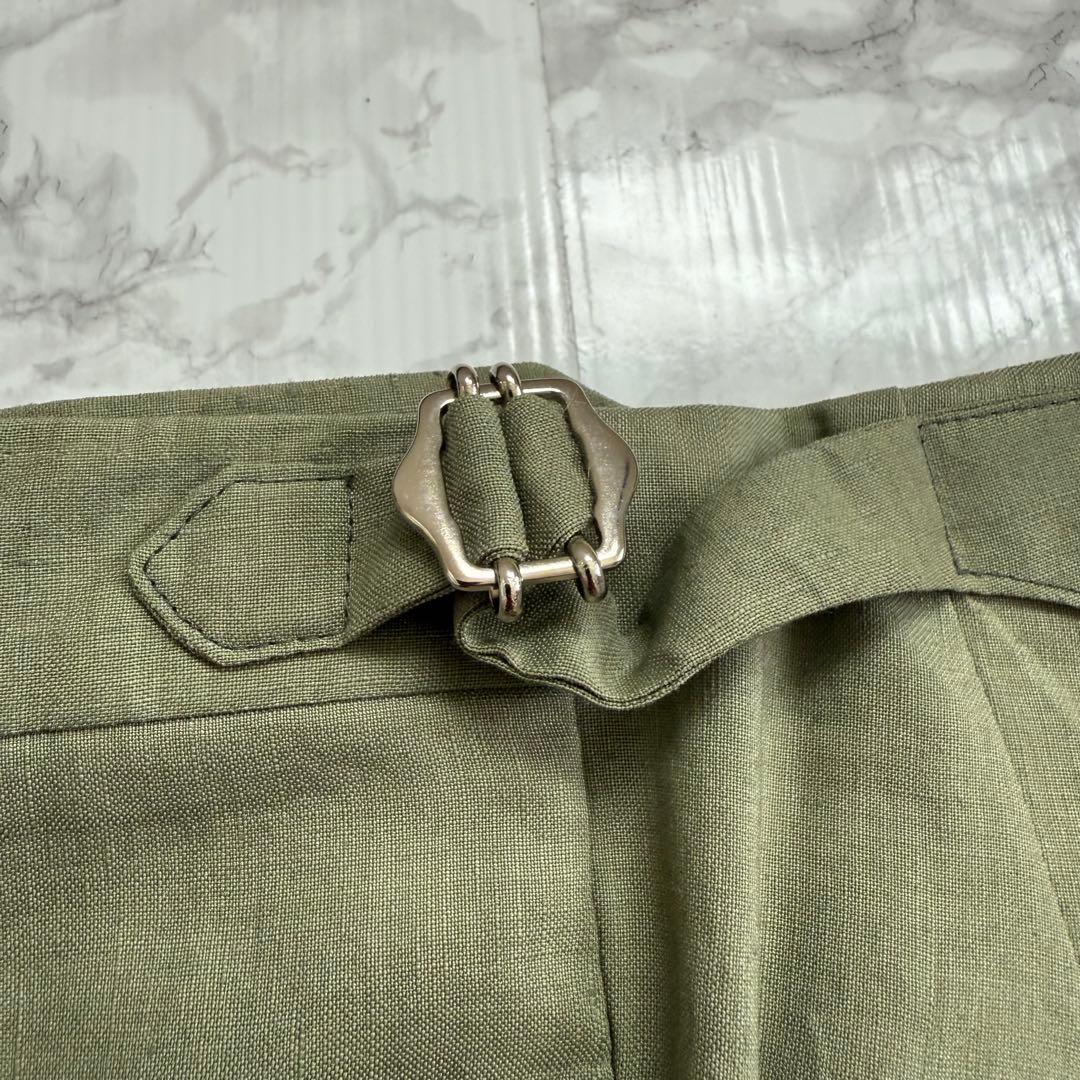 【未使用】ペトリロウールリネンオリーブスーツ　46サイズ