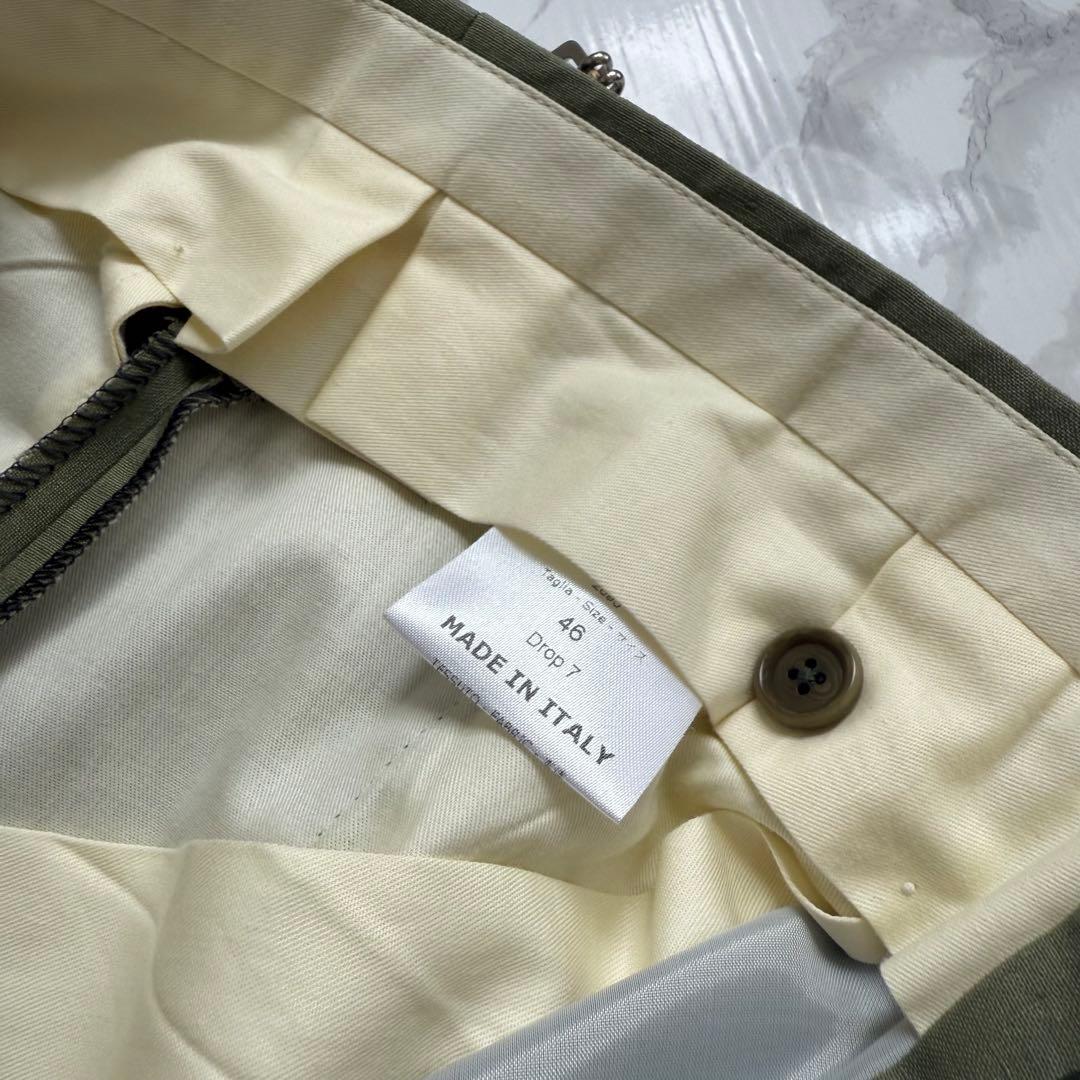 【未使用】ペトリロウールリネンオリーブスーツ　46サイズ