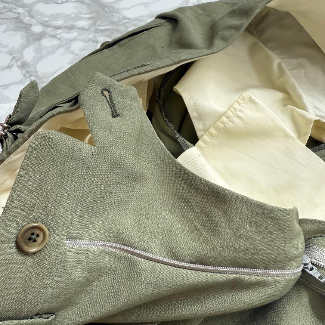 【未使用】ペトリロウールリネンオリーブスーツ　46サイズ