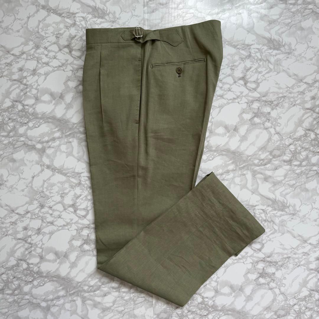 【未使用】ペトリロウールリネンオリーブスーツ　46サイズ