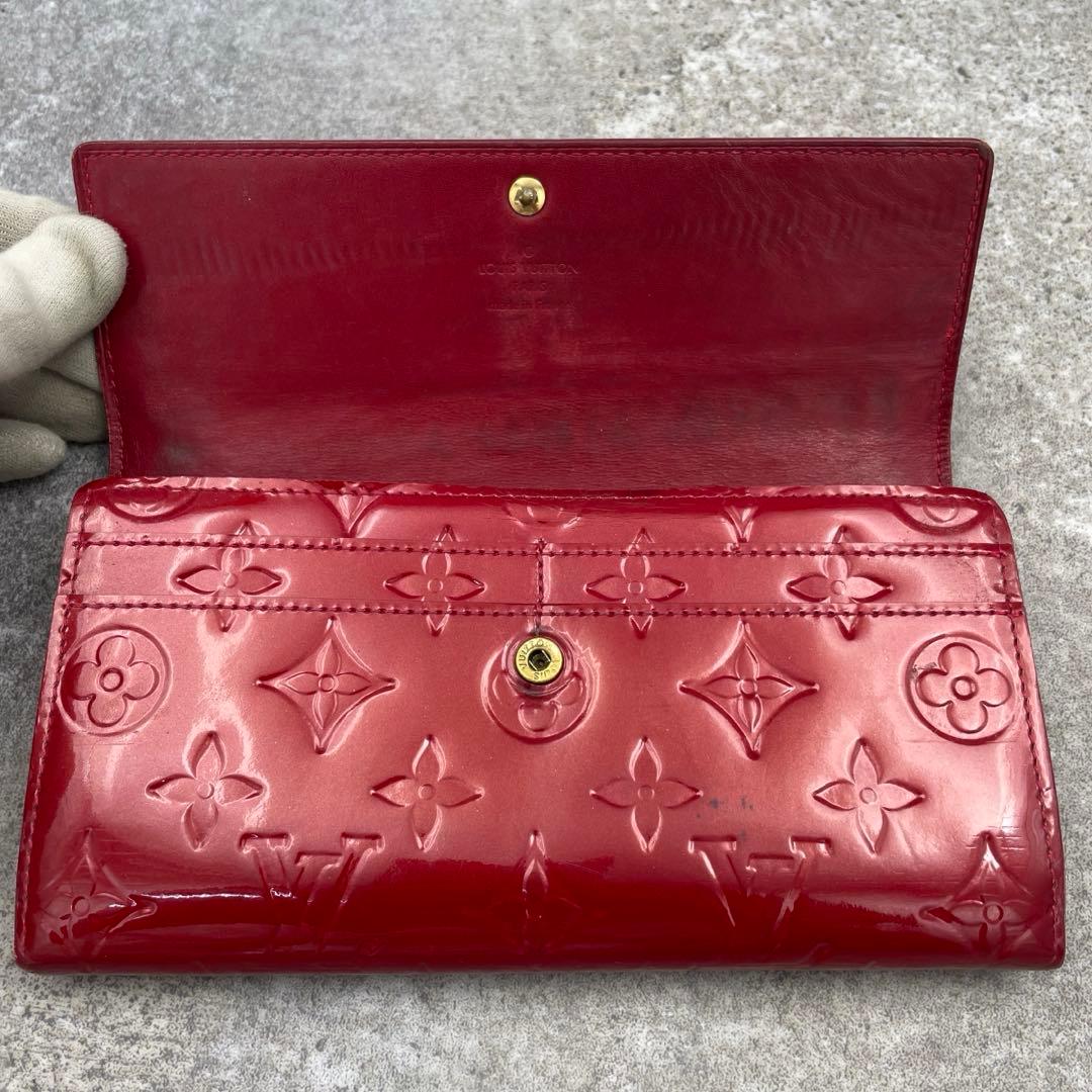 【微美品】LOUIS VUITTON ルイヴィトン　長財布　ヴェルニ　赤　レザー