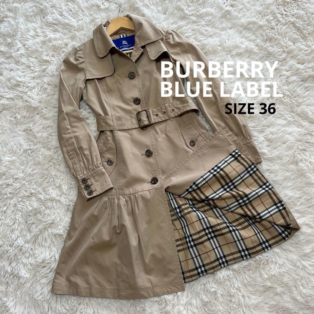 BURBERRY BLUE LABELトレンチコートベージュ フレアノバチェック