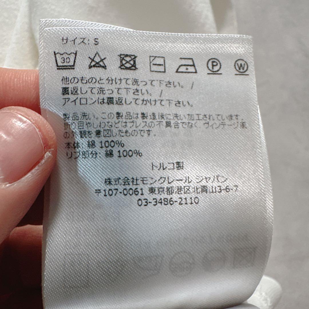 MONCLER モンクレール 半袖 Tシャツ 首ロゴ 袖ワッペン ホワイト S.