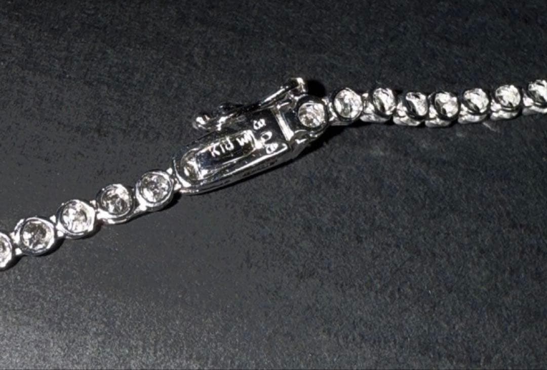 K18WG テニスネックレス ダイヤモンド3.03ct 約43cm