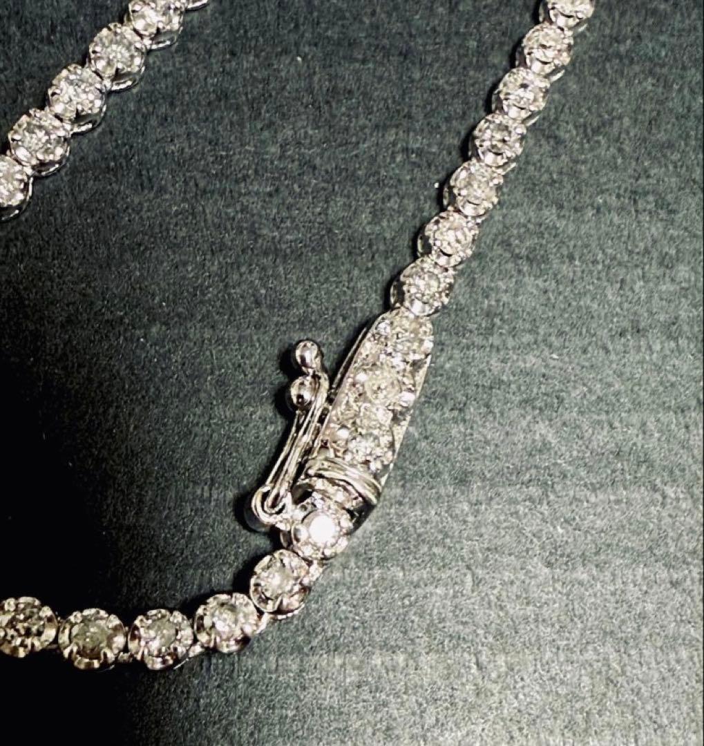 K18WG テニスネックレス ダイヤモンド3.03ct 約43cm
