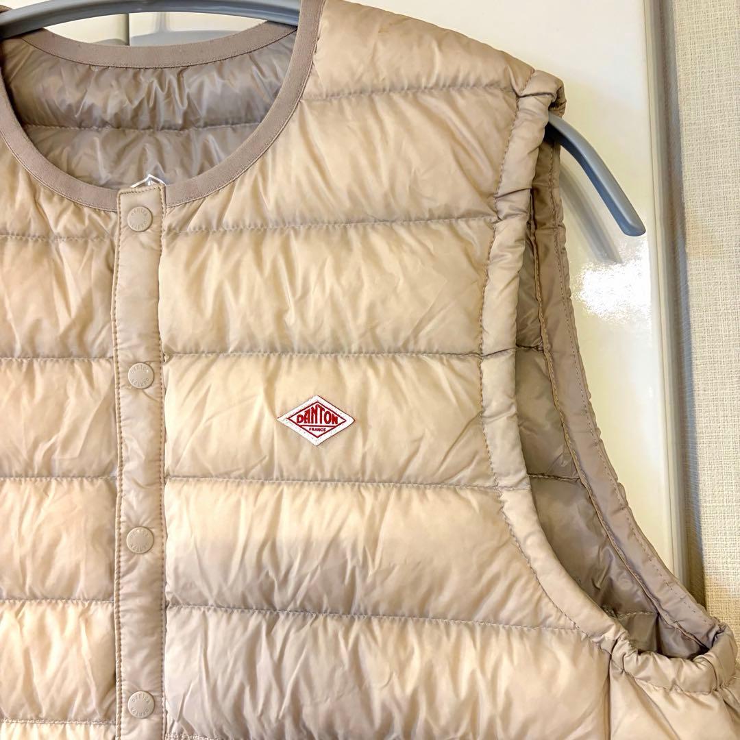DANTON ダントン インナーダウンベスト ベージュ M 軽量 防寒 綺麗
