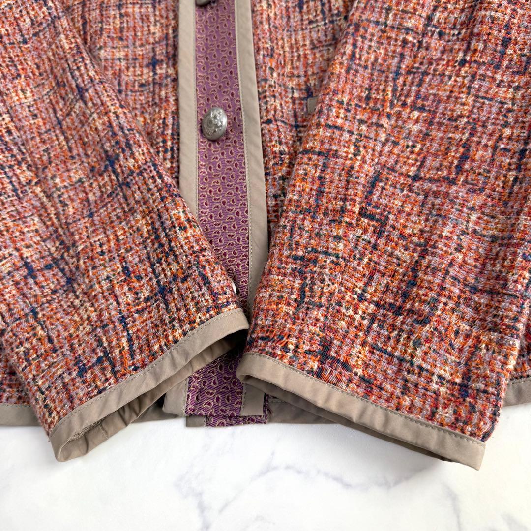 ETRO✨エトロ✨シルク混ノーカラージャケット　ツイード　イタリア製　Mサイズ