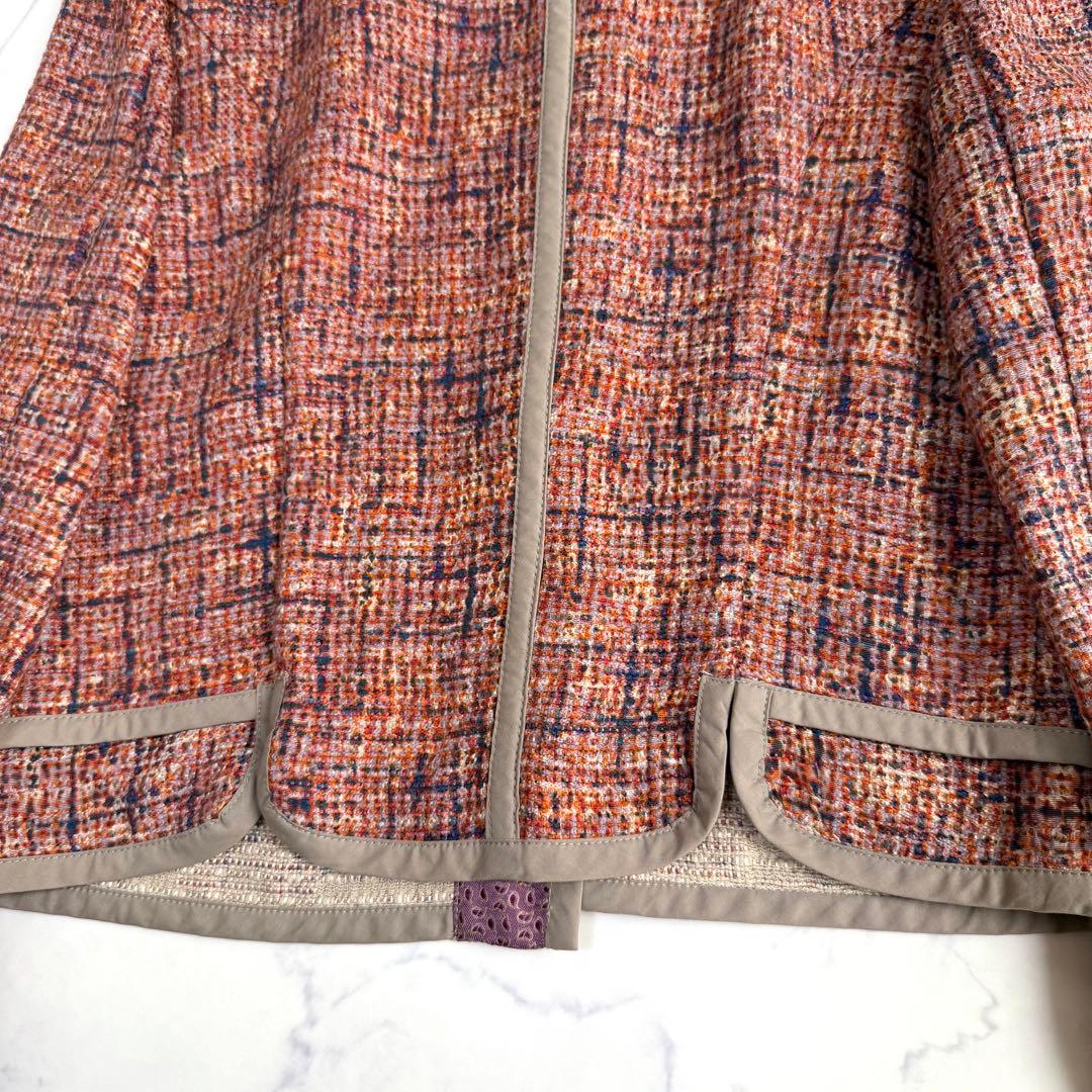 ETRO✨エトロ✨シルク混ノーカラージャケット　ツイード　イタリア製　Mサイズ