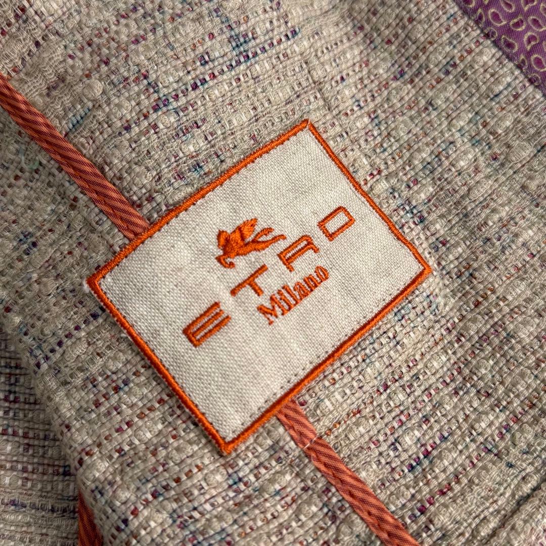 ETRO✨エトロ✨シルク混ノーカラージャケット　ツイード　イタリア製　Mサイズ