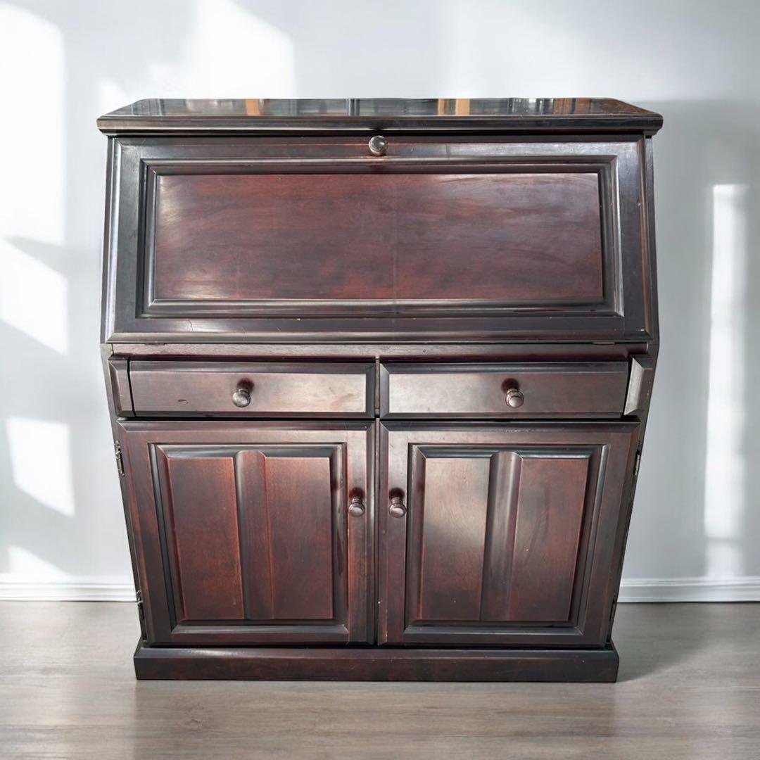 直接取引可能 上ヶ嶋木工 アンティーク ライティングビューロー デスク 収納付き