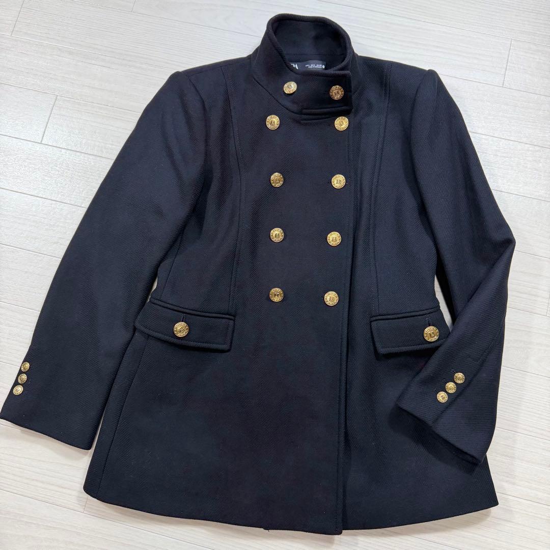 極美品 ZARA 大きい L マンテコ ナポレオン 金ボタン ダブル ブラック