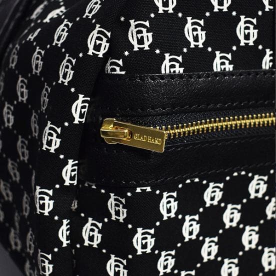 極美品 GLADHAND スピークイージーモノグラム総柄 ドラムバッグ ブラック