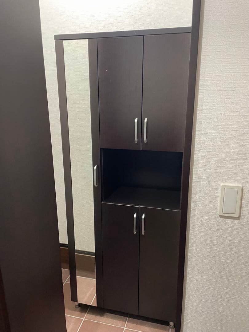 ダークブラウン シューズラック 全身鏡付き☆送料込☆