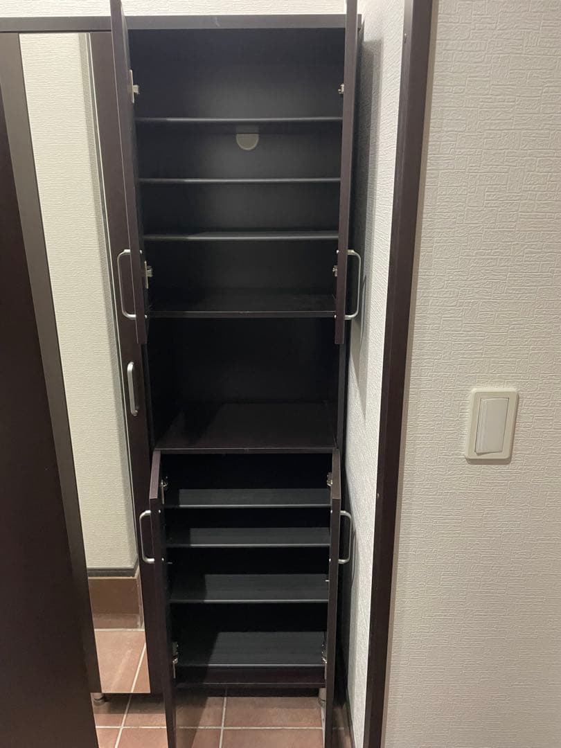 ダークブラウン シューズラック 全身鏡付き☆送料込☆