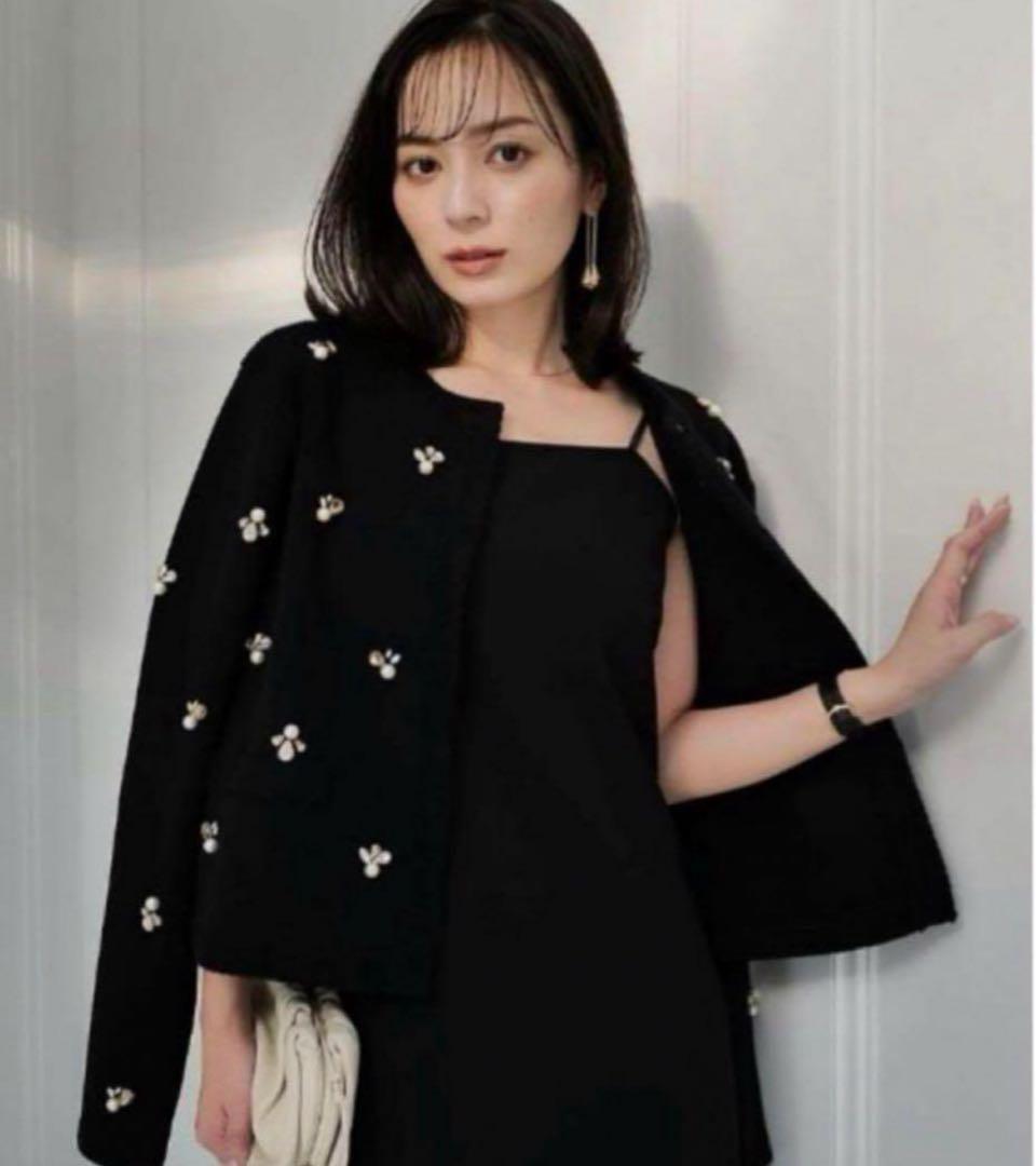 アニュアンス anuans ビジューニットジャケット　ブラック