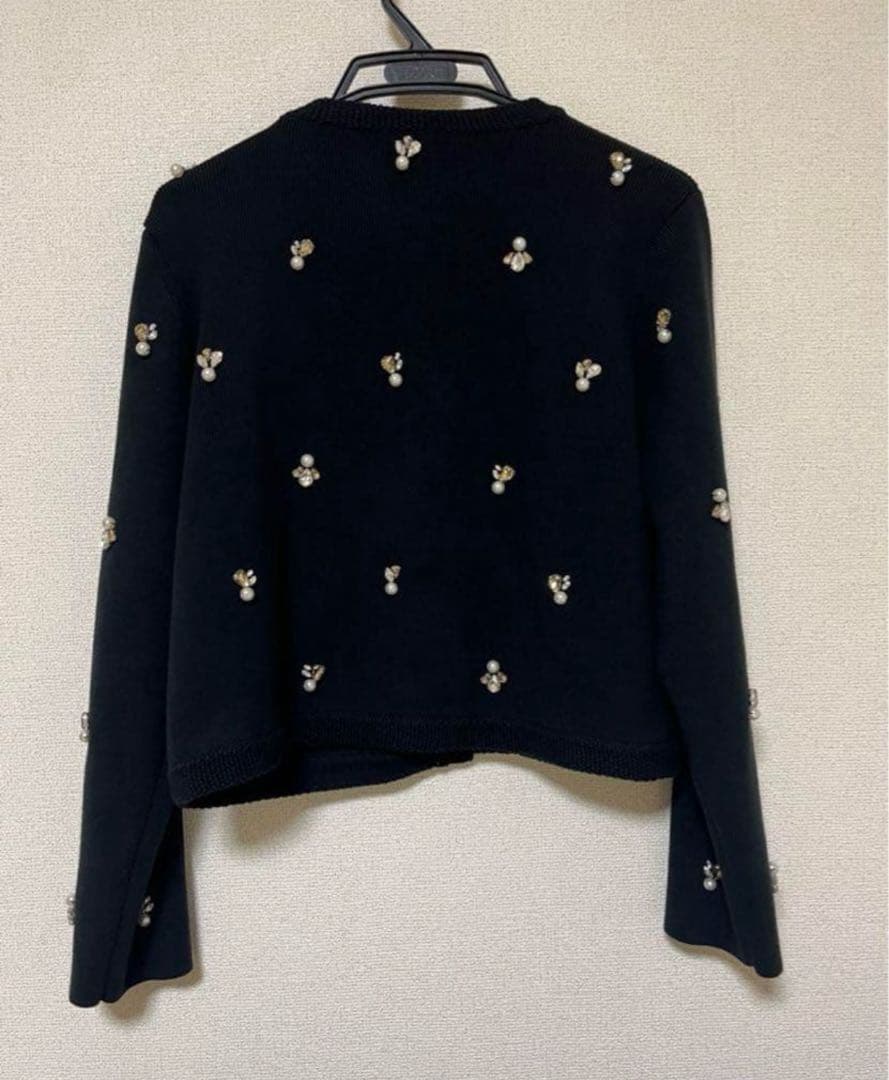 アニュアンス anuans ビジューニットジャケット　ブラック