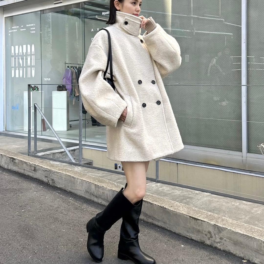 mystic シャギーミドルコートアイボリー サイズ2