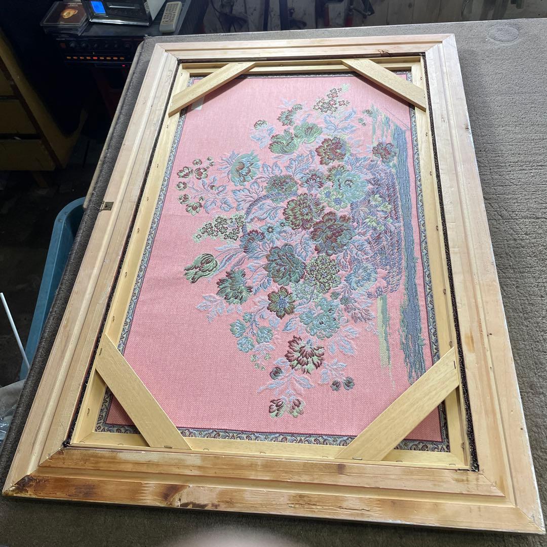 き*ね様 イタリア製 ゴブラン織 花とバスケット タペストリー 絵画 アンティー